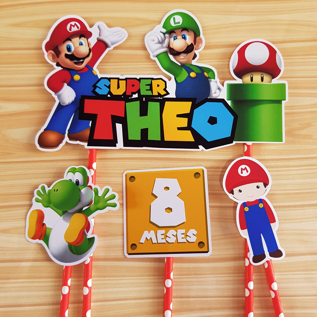 Topo de bolo personalizado SUPER MARIO / FAZEMOS QUALQUER TEMA