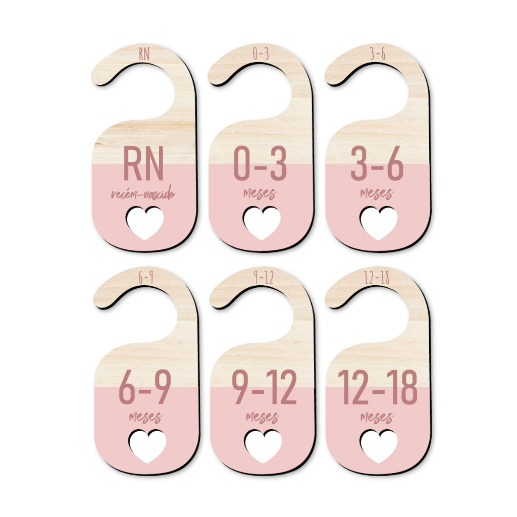 Separador E Organizador De Cabides Para Bebe Infantil - Coração Vazado