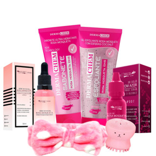 Kit skin care c/ óleo de rosa mosqueta hidratação profunda limpeza de pele - 6 itens