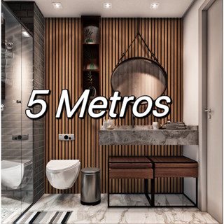 Papel de Parede Madeira Ripada 3D 5 METROS x 45CM Adesivo Autocolante para Sala, Quarto