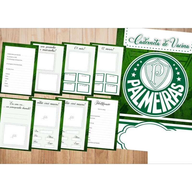 CADERNETA DE VACINA PERSONALIZADO TEMA PALMEIRAS COM NOME DO BEBÊ