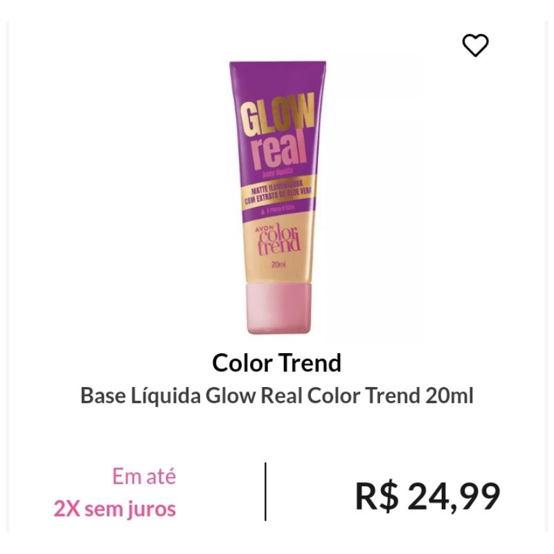 Color trend base líquida glow real color trend 20ml