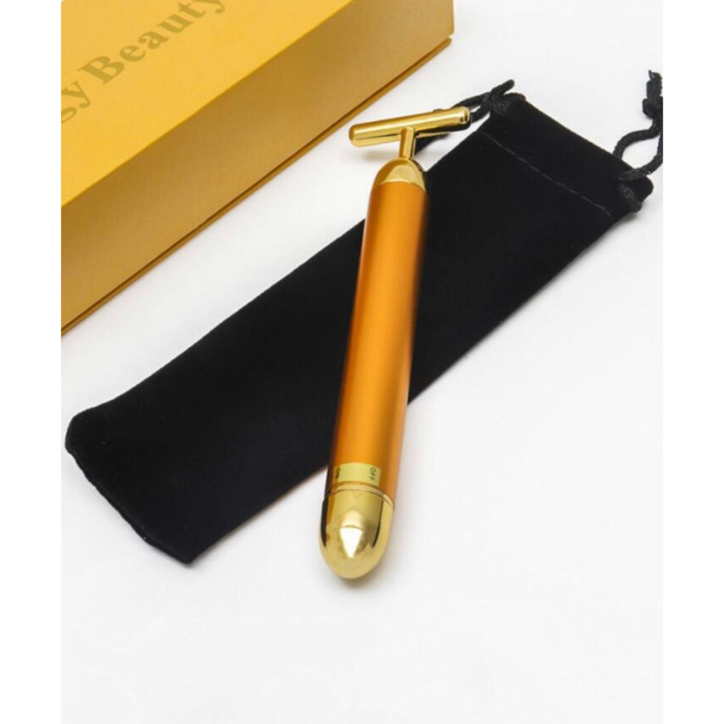 Barra de Beleza de energia Emagrecimento Rosto Rolo Pop 24 k Ouro Vibração Rolo De Beleza Facial Massageador Vara Elevador Apertar A Pele