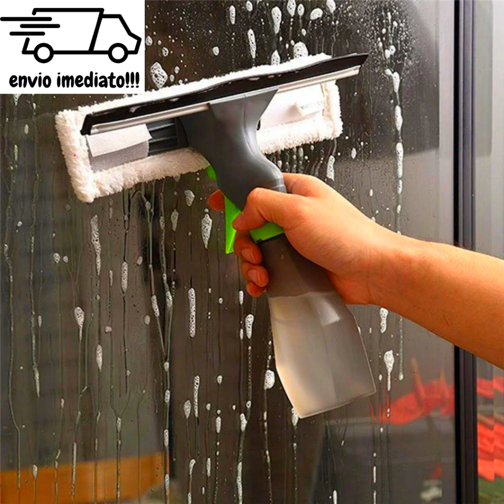 Rodo Rodinho Limpa Vidros 3 Em 1 Spray Com Reservatório 250ml Limpa Azulejo Box Espelhos