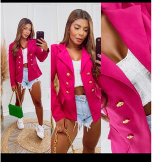 Blazer Feminino Alfaiataria Acinturado Botões Social