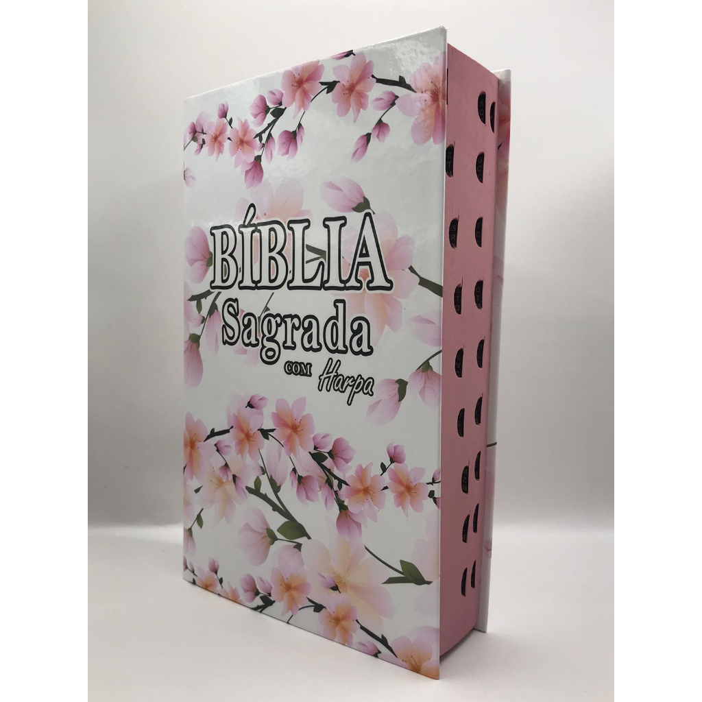 Bíblia Sagrada Tamanho Grande Capa Dura Com Harpa Palavras de Jesus em Vermelho Floral Branca - Books & Magazines