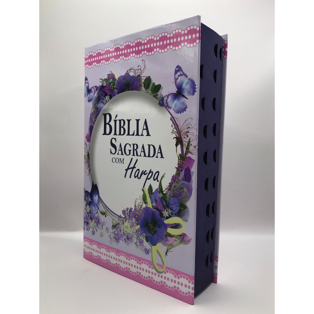 Bíblia Sagrada Tamanho Grande Capa Dura Com Harpa Palavras de Jesus em Vermelho Borboleta Roxa em Oferta na Shopee
