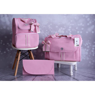 kit de bolsa maternidade 3 peças rosa bebê