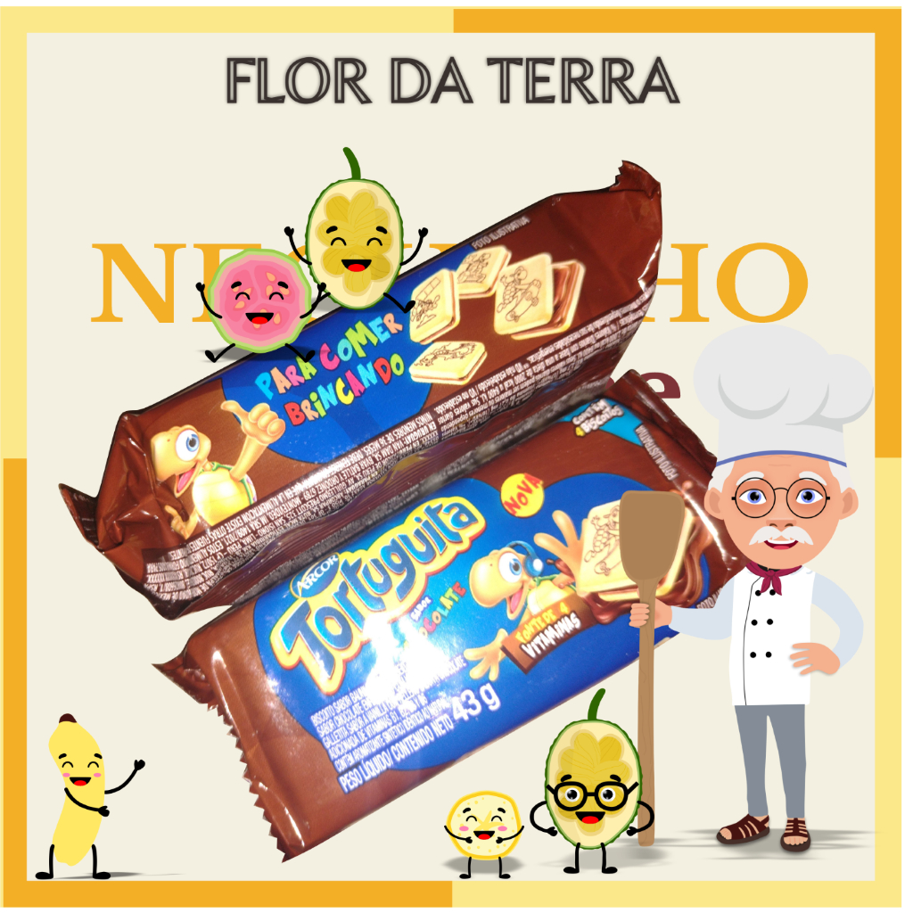 KIT com 12 pacotes de Biscoitos Tortuguita Sabor Chocolate 43g - Biscoito Sabor Baunilha com Recheio Sabor Chocolate