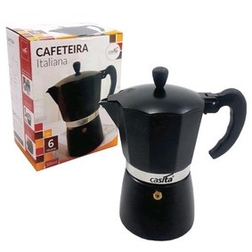 Cafeteira Italiana 6 Xicaras Aluminio Preta