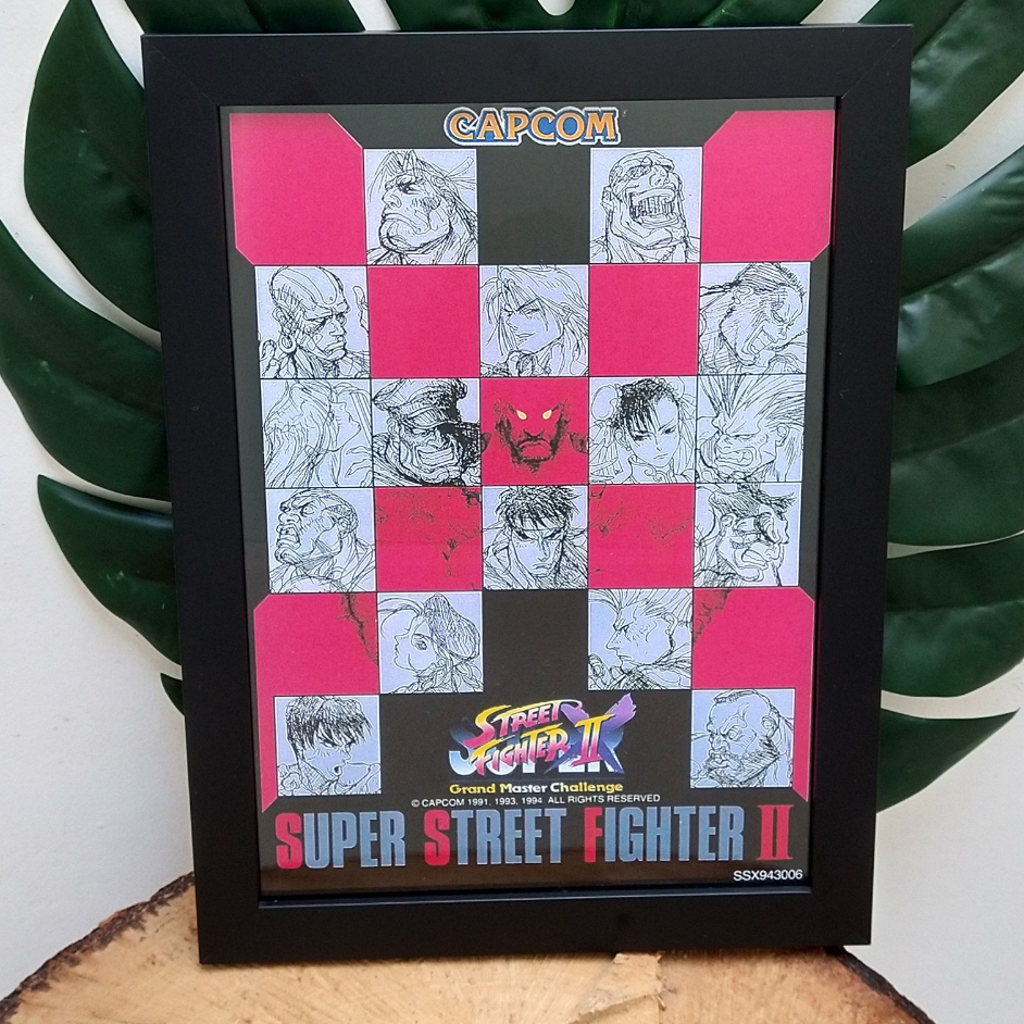 Quadro decorativo com moldura e vidro Super Street Fighter 2 Ruy Ken Akuma Chun Li pôster gamer