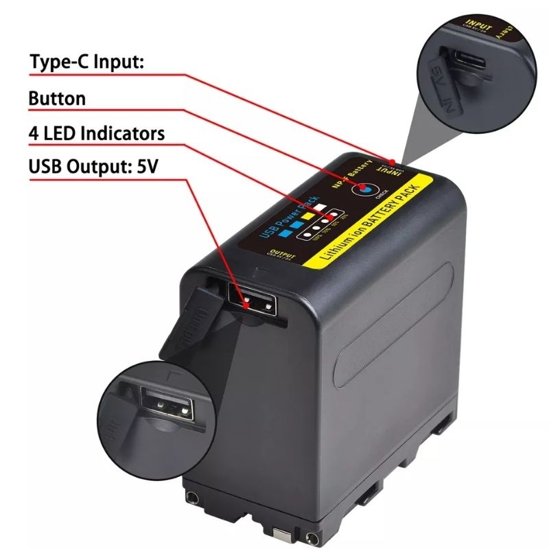 BATPACK  NP-F970-C DIGITAL 9600 MAH F980 F960 PARA ILUMINADOR LEDS MONITOR TRANSMISSOR BLACKMAGIC SONY NX3 NX5 Z1 Z7