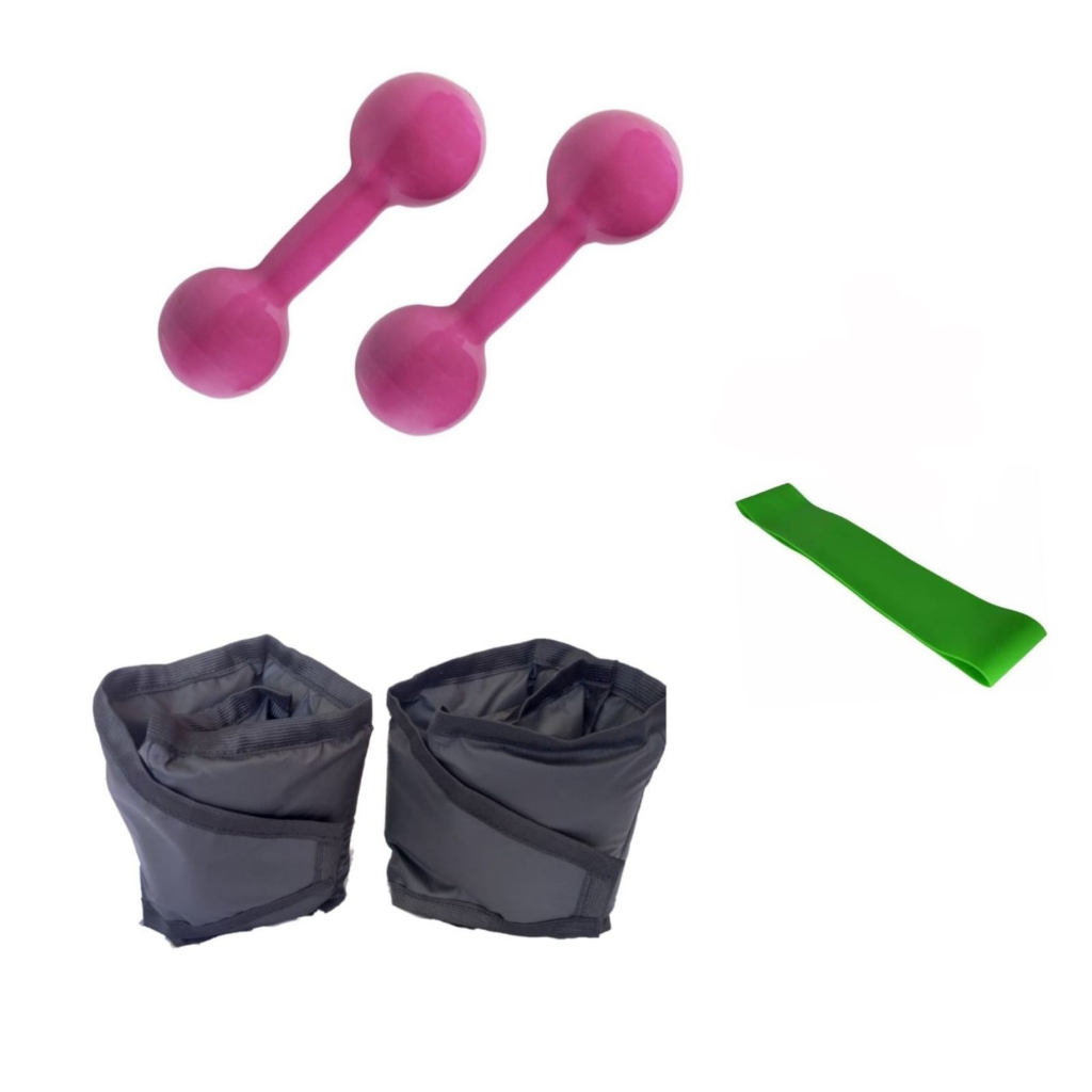 kit Halter 2kg + Caneleira 2kg + Elástico