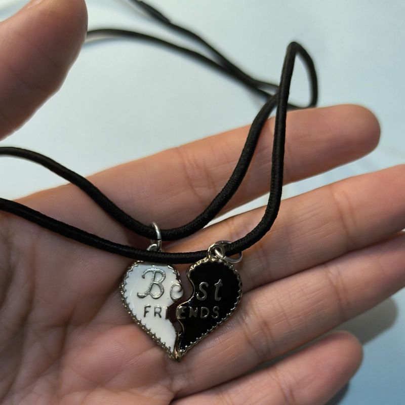 Colar Duplo Preto/Branco Meninas BFF Best Friend Forever Infantil Presente