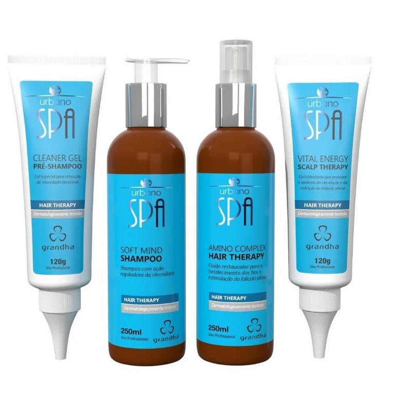 Imagem Kit Grandha Urbano Spa Blue Hair Therapy Combate Queda Capilar Calvície Alopecias e Oleosidade Excessiva