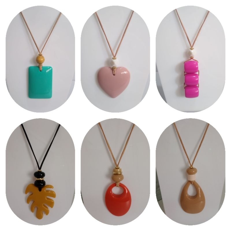 Colar feminino maxi colar kit com 6 unidades cores formas e modelos variados