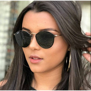 Óculos de Sol Feminino Blaze Round Dourado Preto Polarizado