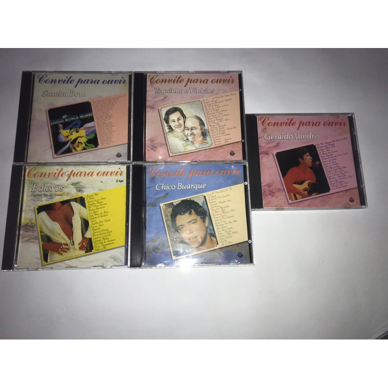 lote de 5 cds convite para ouvir samba bom, toquinho e Vinícius, Geraldo Vandre, Chico Buarque, boleros usado
