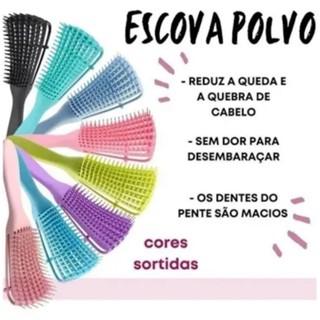kit 2 Escova Polvo Para Cabelos Define Cachos Desembaraça Penti Multifuncional / Cabe Na Bolsa