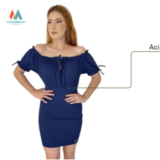 Vestido ombro a ombro Ciganinha Feminino Canelado .