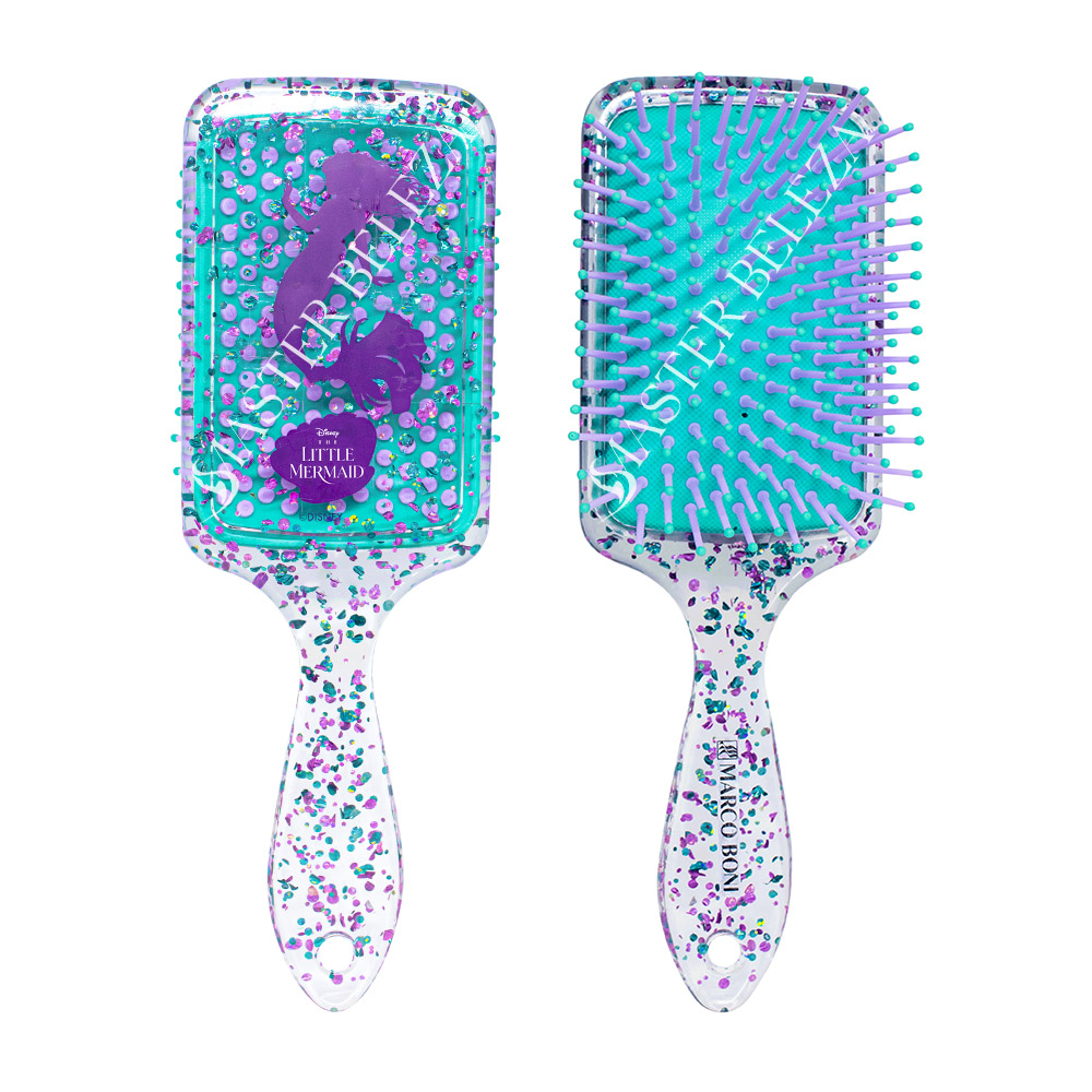 Escova Raquete Quadrada Profissional Disney Sereia Glitter