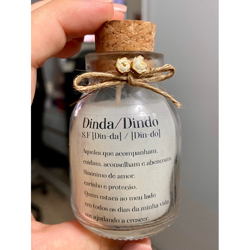 1 Vela Aromática - Lembrancinha para Padrinhos  - Dinda e Dindo / Batismo
