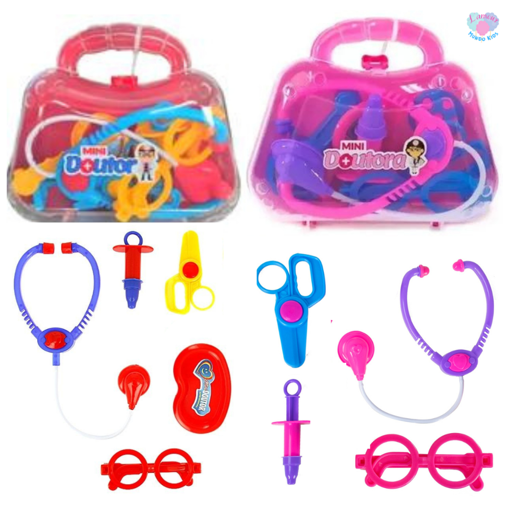 Maleta de Médico Infantil Kit Médico mini Doutora e Doutor Educativo