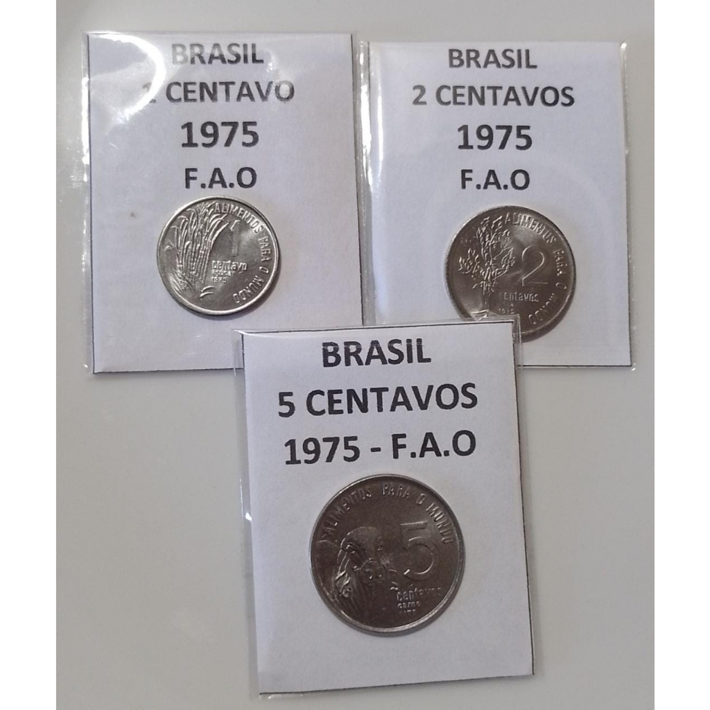 MOEDA 1 , 2 , 5 CENTAVOS FAO CANA DE ACUCAR 1975 - S1423