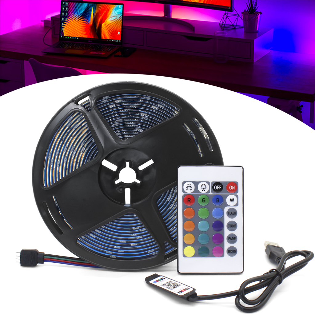 Fita Led 5050 5m 30 Leds  Rgb Usb  Ritmo Musical Controle App