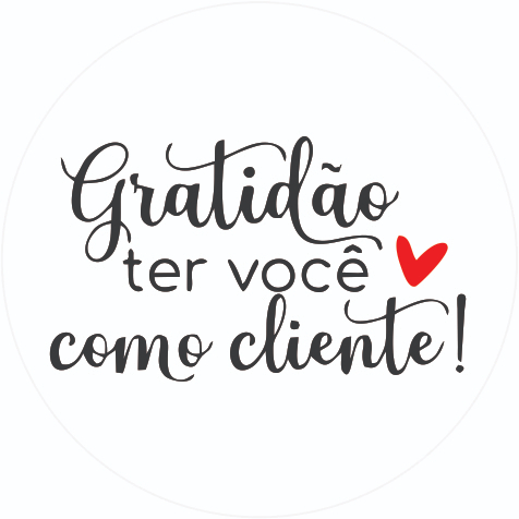 70 Un Adesivos 4 Cm Vinil Branco - Personalizado Gratidão ter você como cliente!