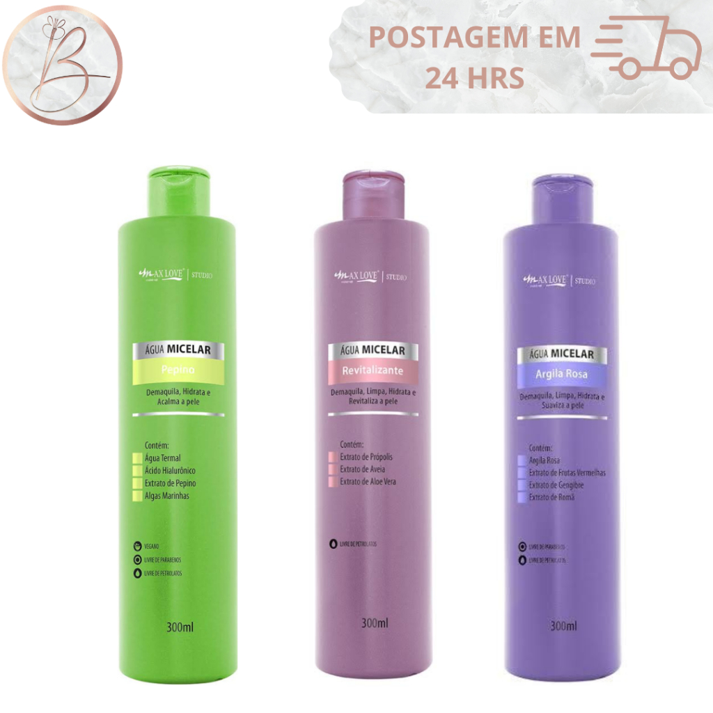 Água Micelar Max Love 300ml Novidade Novas Águas Micelares Barata Makeup Maquiagem Skincare Ótima Qualidade