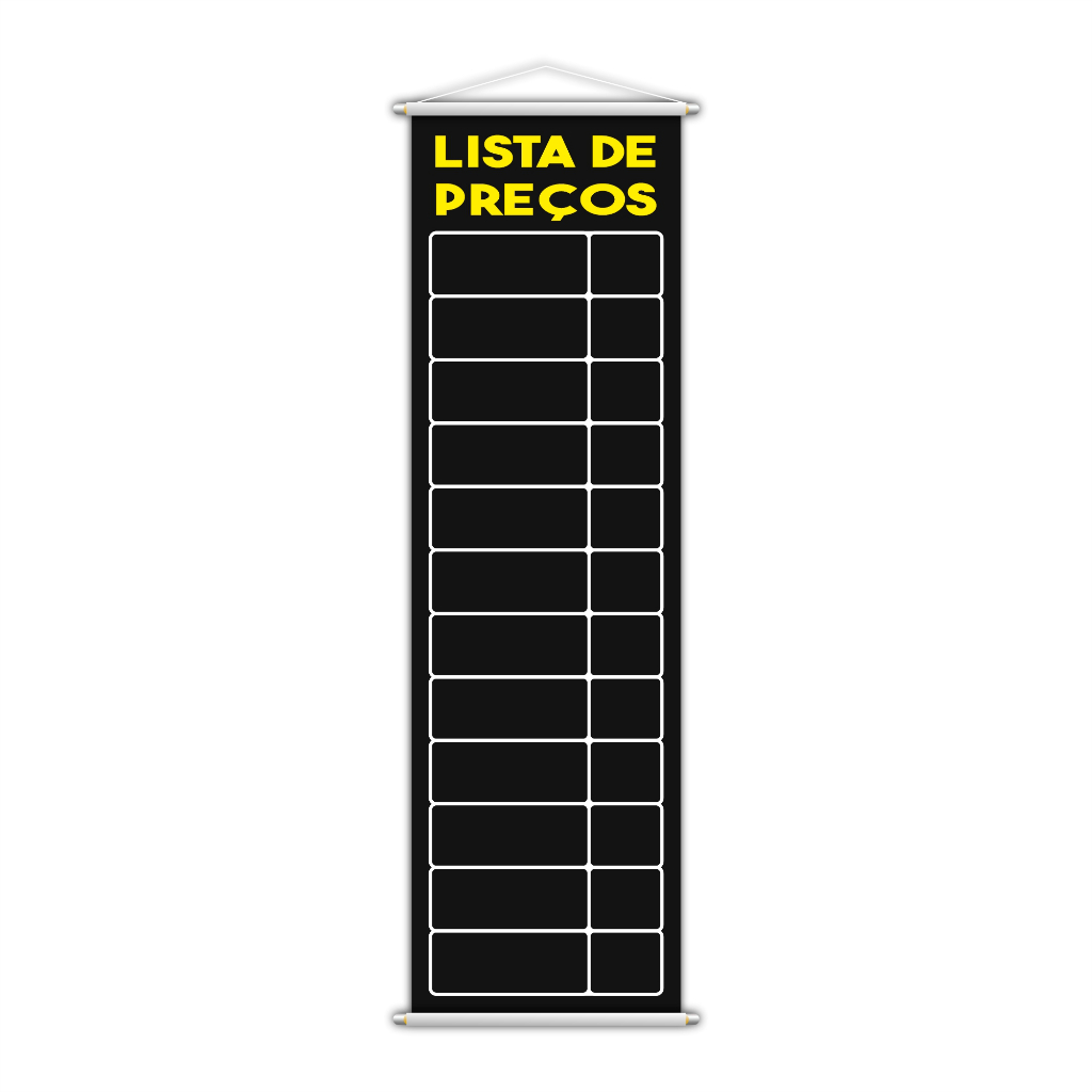 Banner Lista de Preços Tabela Vendas Serviço Lona