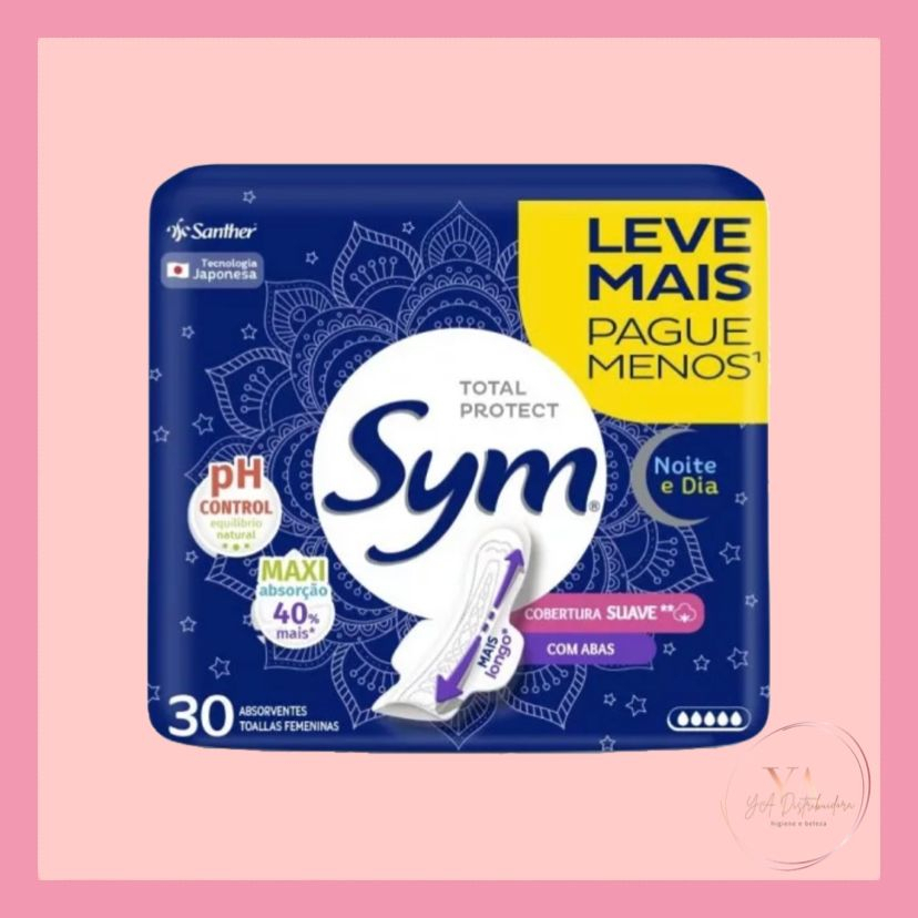 Absorvente Sym Noite e Dia Cobertura Suave com Abas 30 Unidades