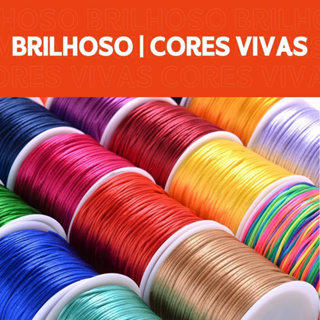 Fio de Seda Colorido 100 Metros | Cordão Rabo de Rato 0.8mm  | Ideal para Pulseiras e Artesanato em Oferta na Shopee