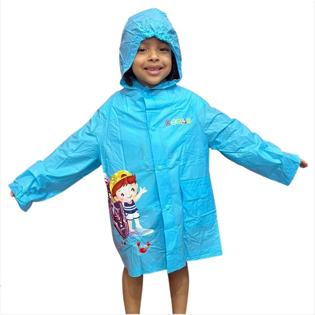 capa de chuva infantil menino menina com desenho reutilizavel resistente impermeavel