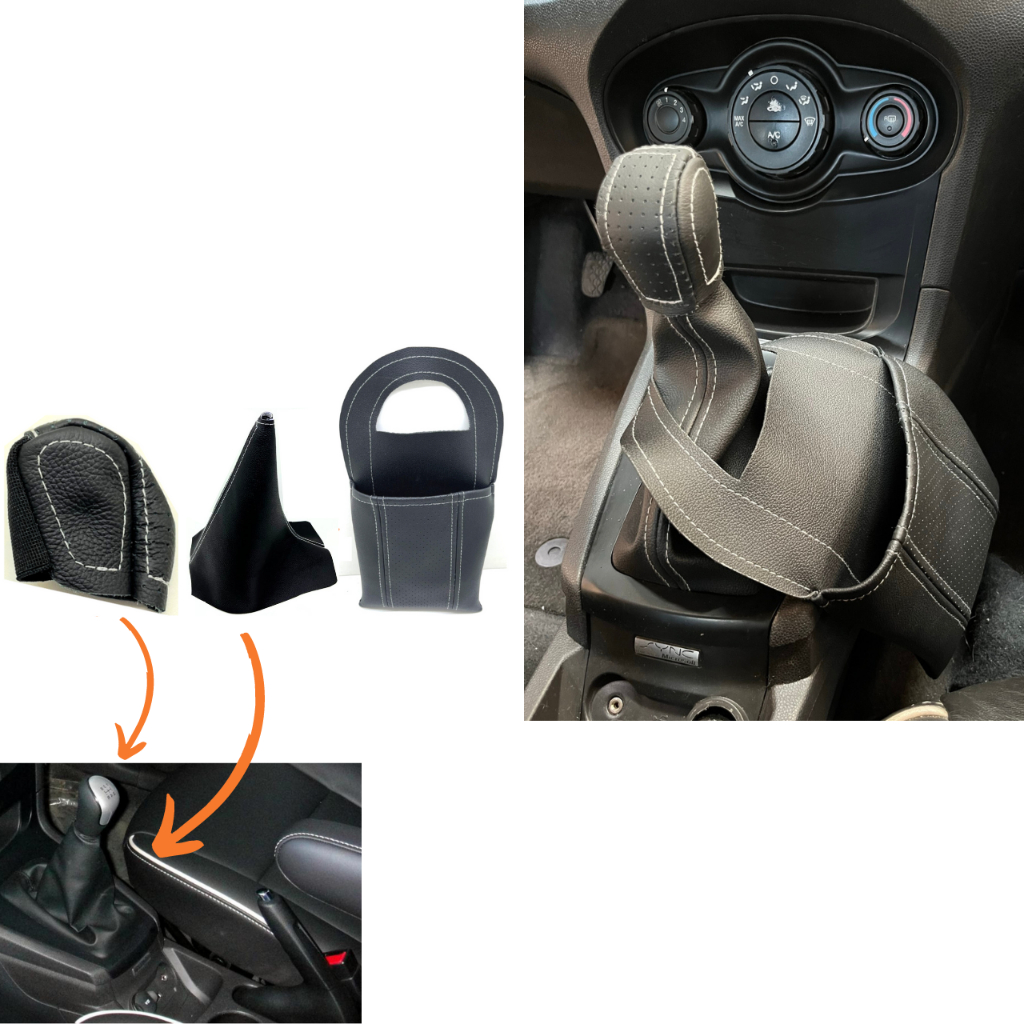 Kit de Capas Manopla Câmbio Manual + Coifa + Lixo Lixinho Automotivo New Fiesta Mexicano 2011 2012 2013