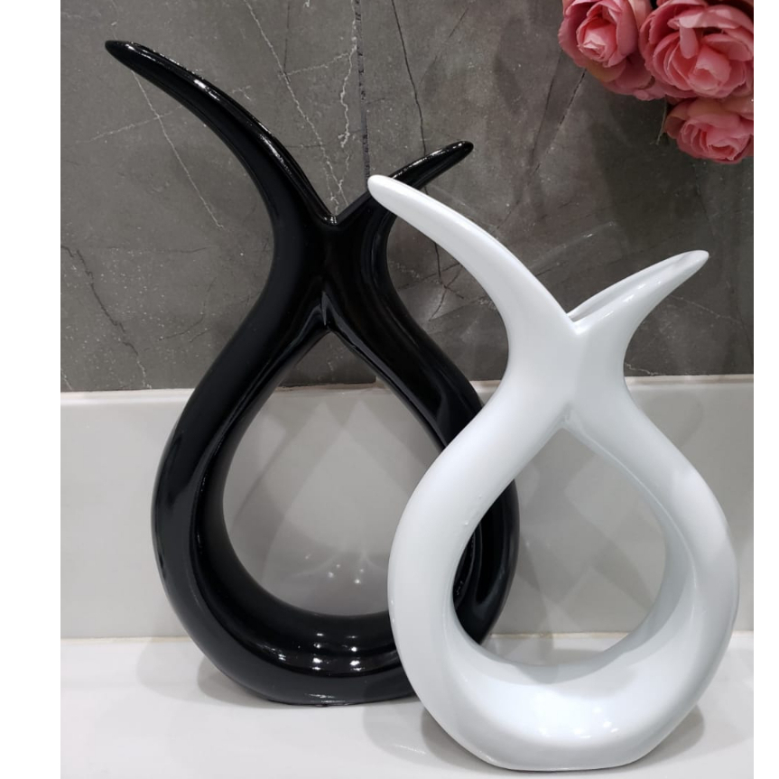 Kit 2 Dupla de vasos enfeite decorativos rack sala aparador de cerâmica, enfeites para sala decoracao de mesa Objeto de decoração estante
