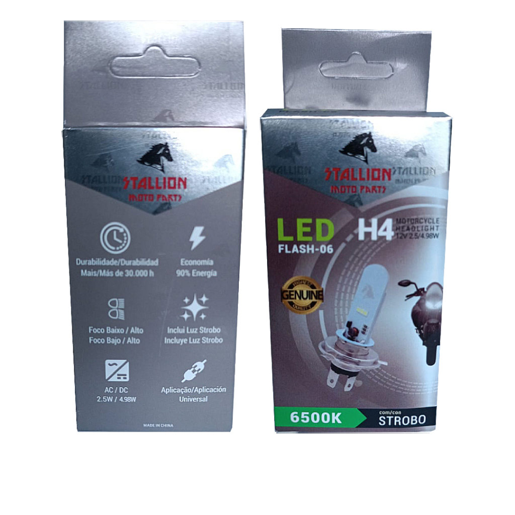 Lâmpada Strobo Farol LED H4 6500K Super Branca Stallion Cavalinho Efeito Xenon em Oferta na Shopee