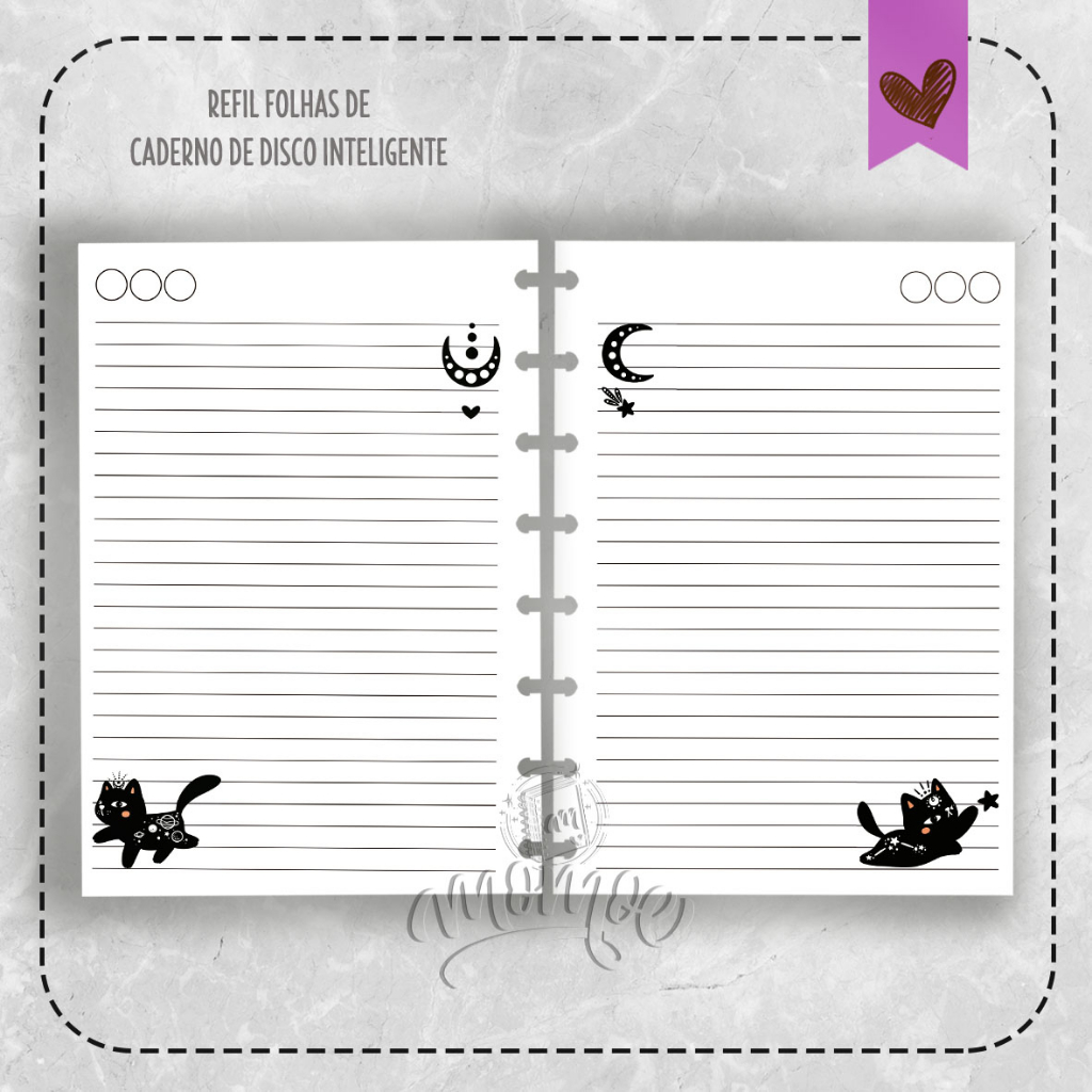 Refil de Folhas para Caderno de Disco Inteligente Gato Celestial Sexta Feira 13 MOD. 18 A5 Médio e Grande em Oferta na Shopee