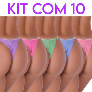 Kit 10 Calcinhas Fio Duplo com Regulagem Microfibra Conforto Lingerie Feminina