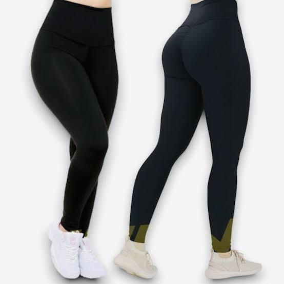 Promoção kit com 2 Calças Legging feminino feminina Academia Cós Alto Preta Promoção Duas Caminhada Confortável Lisa