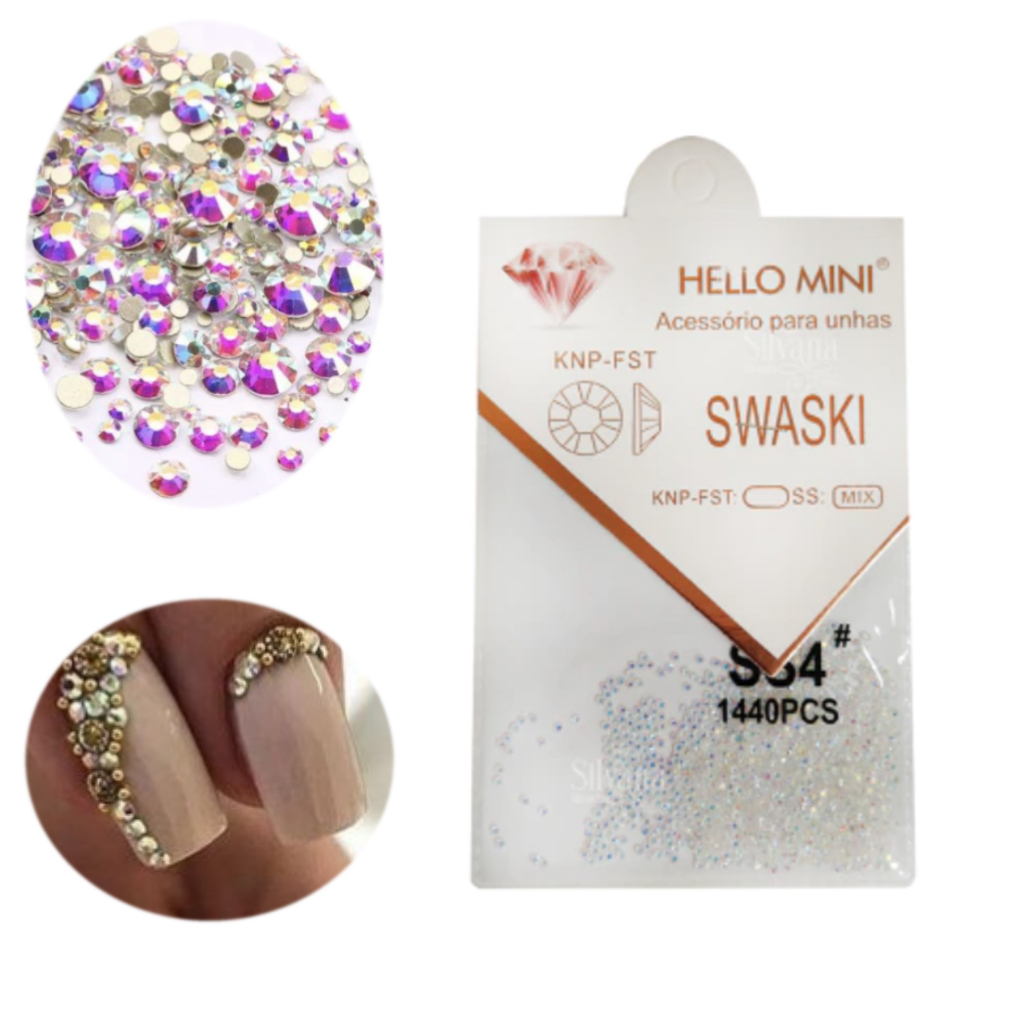 Pedraria Strass Para Unhas Furta Cor Hello Mini SS4 1440 pcs 1.6mm - Decoração de Unhas Pedrinhas