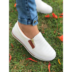 Tênis Sapatênis Sapatilha Feminino Casual Slip On Ajuste Elástico e Zíper Confortável Envio Imediato
