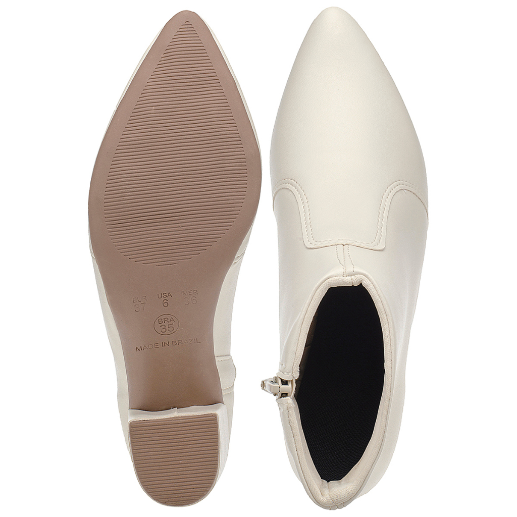 Detalhes do Bota Coturno Feminina Salto Bloco Bico Fino Western Texana