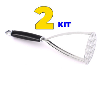 KIT 2 Amassador Espremedor Manual De Batatas E Legumes Aço Inox Com Cabo Plástico Promoção
