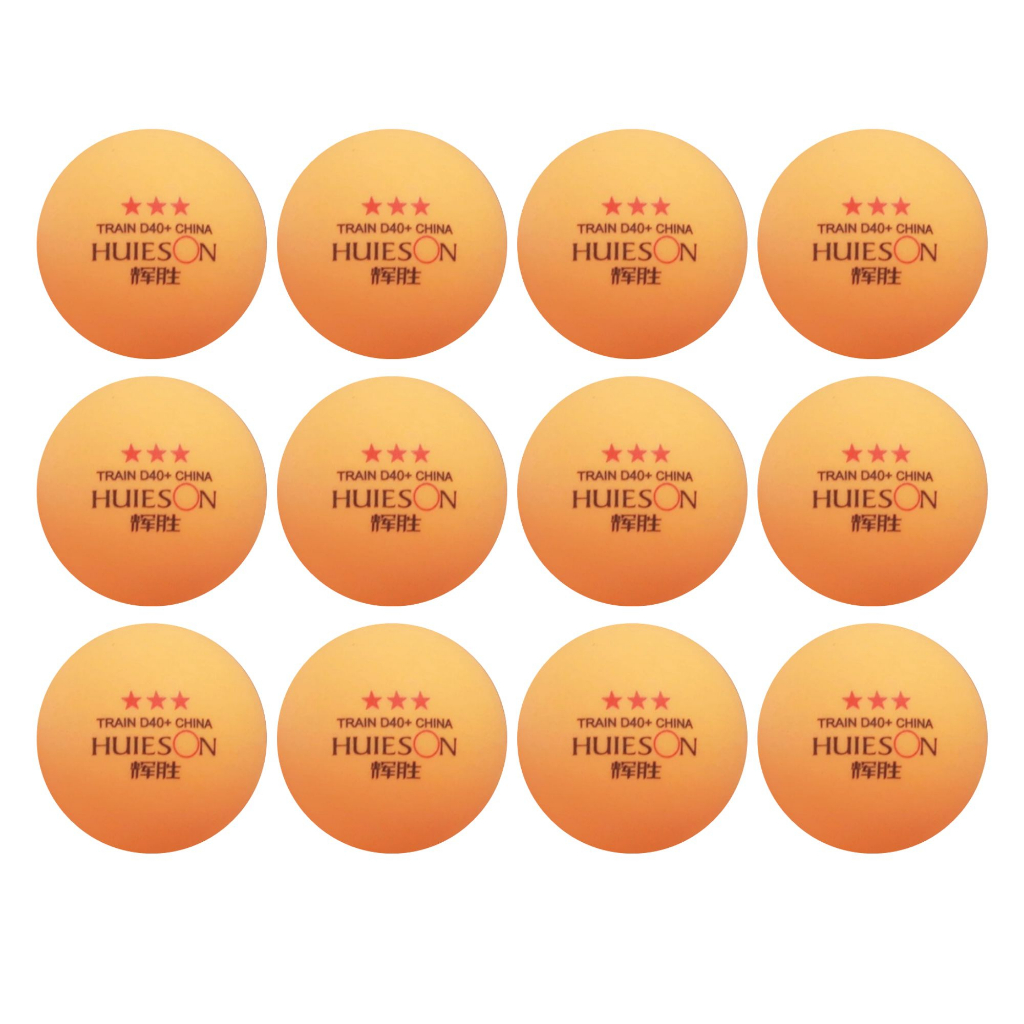 12 Bolas Ping Pong Plástico Abs Huieson 3 Estrelas D40+ Profissional