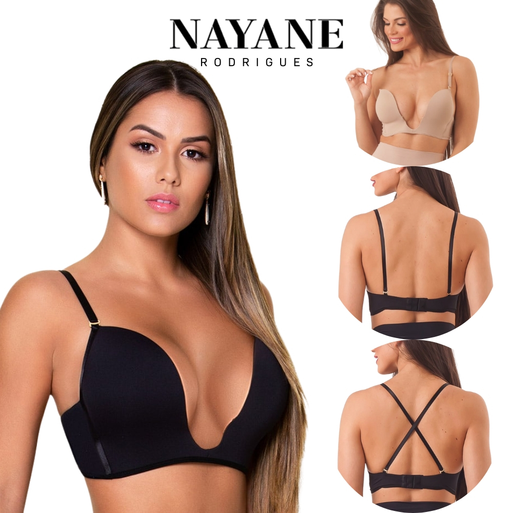 Sutiã Com Bojo Decote U Profundo Magico Push Up Com Efeito Silicone Nayane Rodrigues em Oferta na Shopee