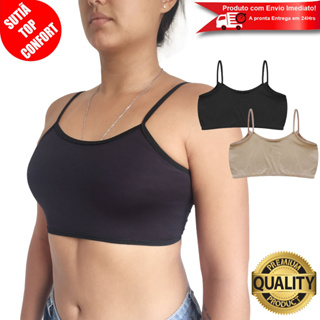 Sutiã Top Segunda Pele Elástico Sem Bojo Compressão Alça Fina Confortável em Oferta na Shopee