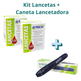 Kit Com 200 Lancetas Glicose E Caneta Lancetadora G-tech