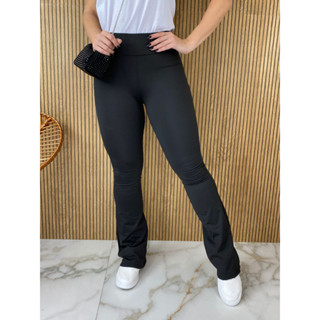 Calça Bailarina Flare Feminina Cintura Alta Levanta Bumbum Zero Transparência
